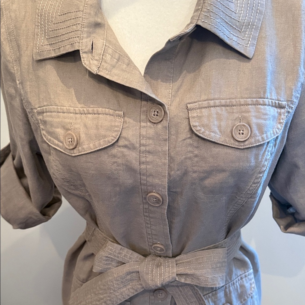 Boden Taupe Belted Shirt Dress - Picture 4 of 5
